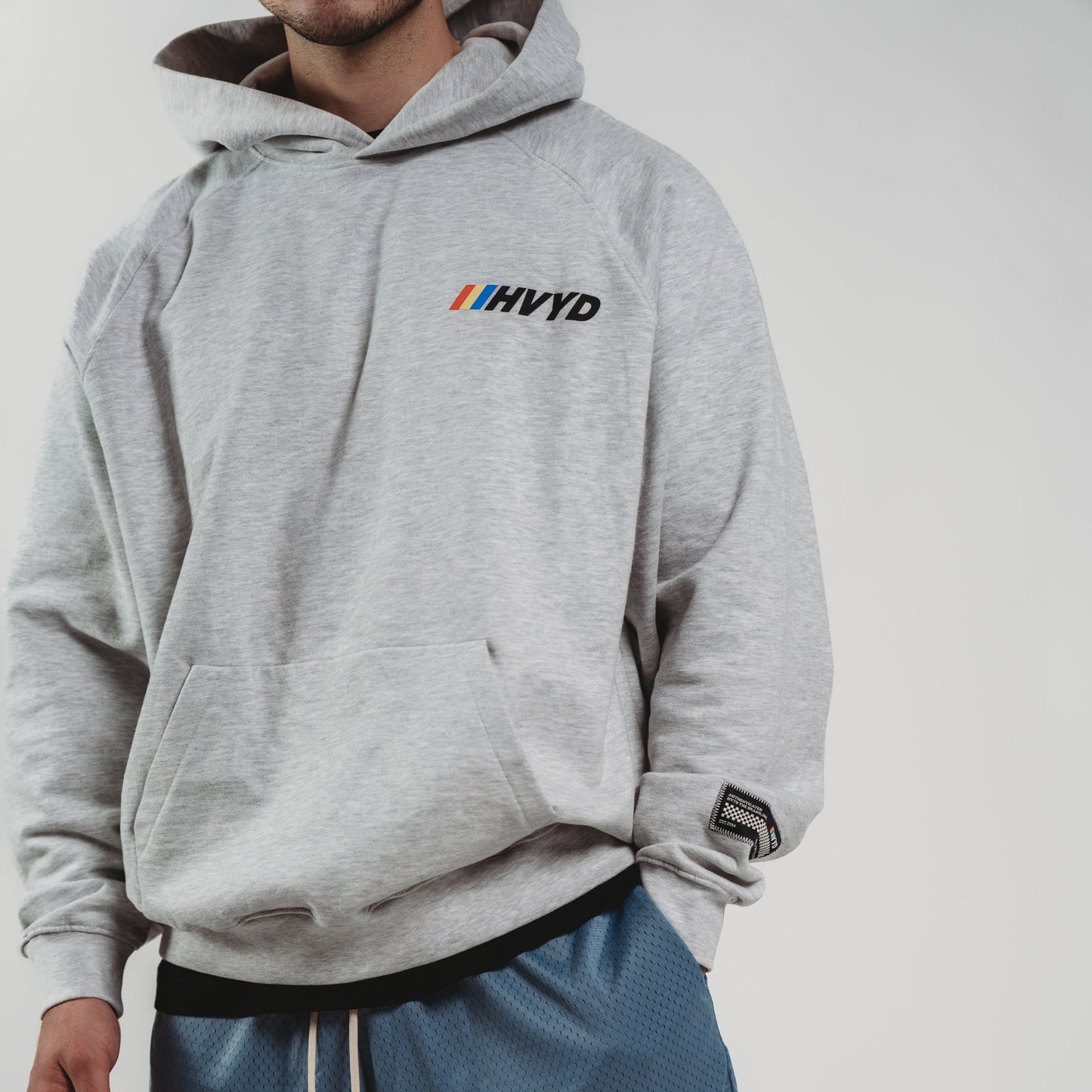003 HVYD Race Fleece Hoodie — Heather Grey