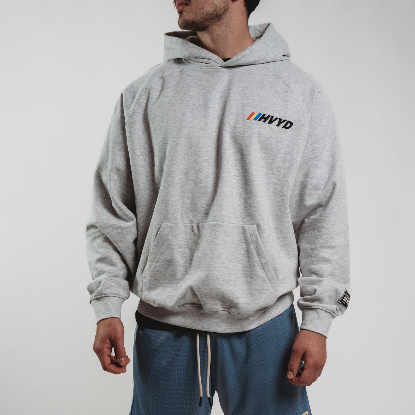 003 HVYD Race Fleece Hoodie — Heather Grey
